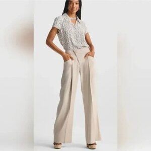 CABI Traipse Linen Blend Trouser Pant Wide Leg Biscotti (Beige) Sz 2 #6266L